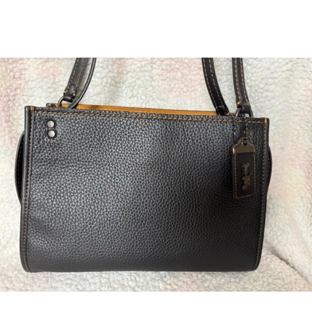 Coach 1941 ROGUE  Shoulder Bag Black/ Yellow Stitching - Picture 3 of 14